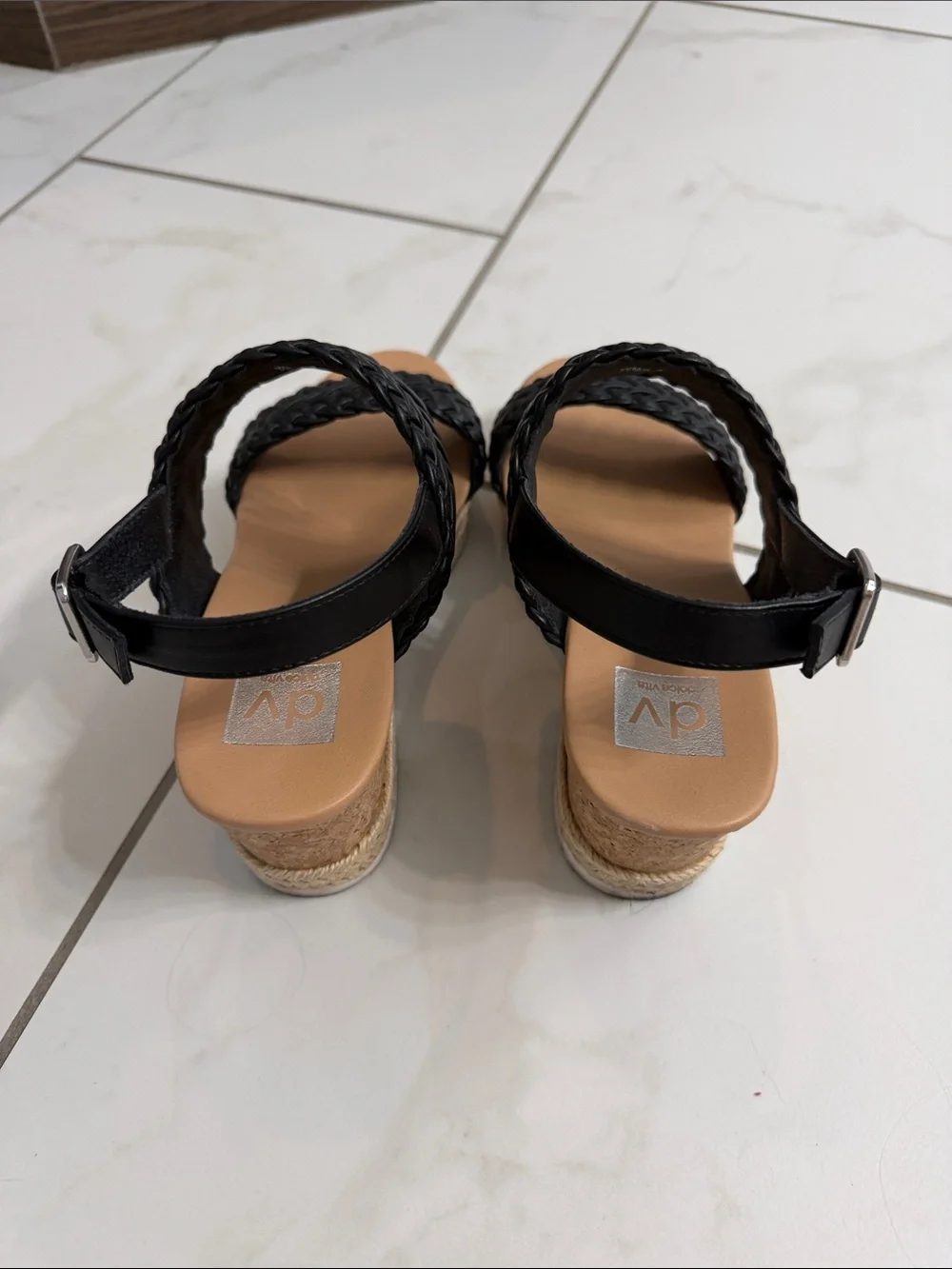 DV by Dolce Vita Black Braided Espadrille Wedge Sandals